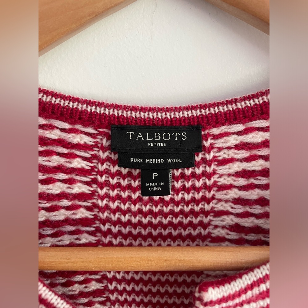 Talbots Red and White Patterned Cardigan - Picture 4 of 4
